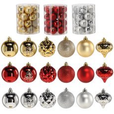 Kpl. 26 okraskov v tubi 6 cm rdeča / zlata / srebrna *3764