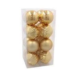 Set 16 kroglic 8 cm rdeča, zlata, srebrna - GIF3788