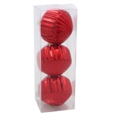 Kompl. 3 okraskov 8 cm rdeča / zlata / srebrna *3818