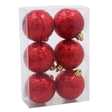 Kompl. 6 okraskov 6 cm rdeč / zlata / srebrna *3832