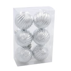 Kompl. 6 okraskov 6 cm rdeč / zlata / srebrna *3849