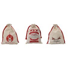 Vreča za božična darila 28 x 40 cm iz bombaža mix vzorcev pak=15kos *4129