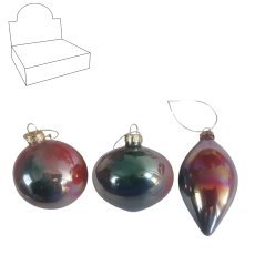 Steklena božična kroglica - opalizirajoča mešanica vzorcev disp=12kos *4174