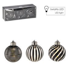 Kompl. 3 steklene krogle - srebrne 8 cm led *4372