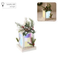 Praznična laterna bela led 15 x 15 x 32 cm *5218