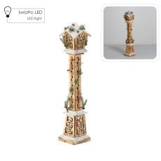 Praznična lesena rjava lanterna led 16 x 16 x 85 cm *5249