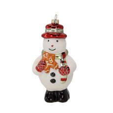 Steklena božična kroglica - snežak z medenjakom 16 x 8,6 cm pak=6kos *4990