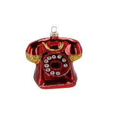 Steklena božična kroglica - retro telefon 9,1 x 7,5 x 7,7 cm pak=6kos *5003
