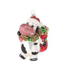 Steklena božična kroglica - kravica 9,2 x 5,2 x 12,7 cm pak=6kos *5034