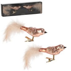 Kompl. 2 kos nakita za božično drevo iz stekla - ptički na sponki *4662