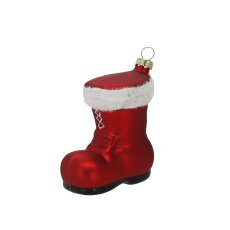 Steklena božična kroglica - matasti božičkov čevelj 7,7 x 4,8 x 9,2 cm pak=6kos *4679