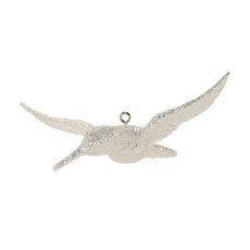 Steklena božična kroglica - beli sijoči kolibri 8 x 13 cm pak=6kos *4686