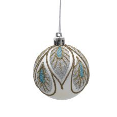 Kompl. 8 srebrnih božičnih krogel 6 cm mix vzorcev *5775