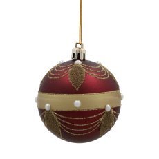 Kompl. 6 božičnih krogel bordo 7 cm mix vzorcev *5782