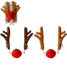 Božična avtomobilska dekoracija rogovi nos severnega jelena mix barv pak=6kos *7472