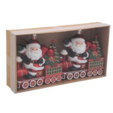 Kompl. 2 okraskov za božično drevo - vlak z božičkom 10 x 4,5 x 10 cm pak=12kompl *7366