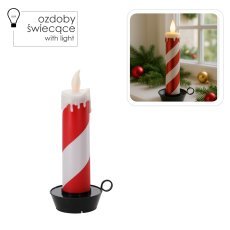 Praznična svečka led 10 x 10 x 27,5 cm belo-rdeča *7724