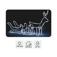 Božični severni jelen s sanmi led 120 x 27 x 66 cm hladen bel + hladen flash notranja/zunanja *8349