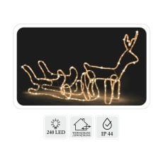 Božični jelen s sanmi led 120 x 27 x 66 cm toplo bela + hladna bliskavica notri/zunaj *8356