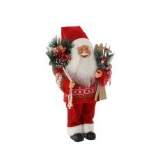 Mikołaj rdeč stoječ z smučmi 40 cm *8714