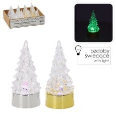 Okrasitev božična - smrekica led plastična 4 x 9,5 cm zlata/srebrna disp=12kos *9001
