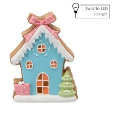 Figurka božična - hiška iz medenjakov modra 30,6 x 12 x 39,6 cm led *1391