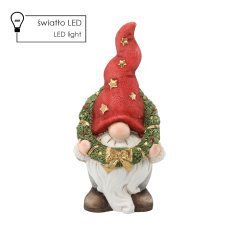 Figurka bożonar. - škrat z vencem 19 x 17 x 40 cm led *0822