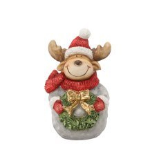 Figurka bożonar. - renifer z wieńcem 18 x 18 x 32 cm *0912