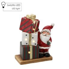 Figurka bożonar. - mikolaj z prezentami 29,5 x 15 x 36 cm led *1445  Božična figurica - dedek mraz z darili 29,5 x 15 x 36 cm led *1445
