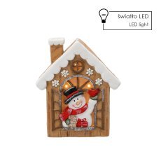Figurka bożonar. - hišica s snežakom 28 x 10 x 33 cm led *0943