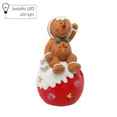 Figurka božonar. - medenjakov možic, ki sedi na okrasni krogli 19 x 17 x 35 cm led *0974