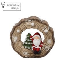 Figurka bożonar. - Dedek mraz v deblu drevesa 29 x 12 x 28 cm led *1032