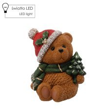 Figurka božična - medved z božičnim drevesom 27 x 25 x 29 cm led *1063