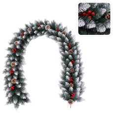 Božična dekoracija - girlanda 2 m zasnežena z jerebiko in storži *9063