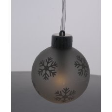 Kompl. 3 steklene božične krogle led s snežinkami z daljincem 8 x 10 cm *9476