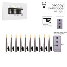 Kompl. 10 sveč s sponko in daljincem 1,5 x 16 cm *9483