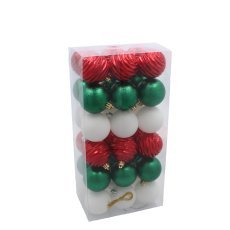 Kompl. 36 okraskov 6 cm rdeč/zelen/bel *9889