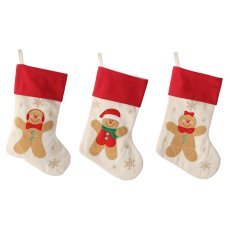 Božična nogavica 46 cm bež mix vzorcev pak=12kos *0653