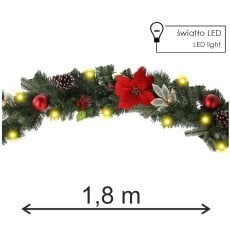 Girlanda božična 20 led 180 cm rdeče-zlata *0714