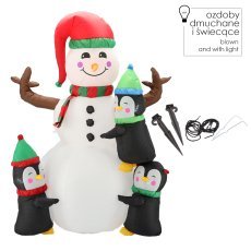 Napihnjen snežak s pingvinčki led 190 cm *0394