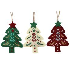 Okrasek božična viseča smrečica 8 x 2 x 18 cm mix barv pak=12kos *0622