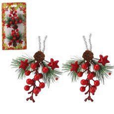 Kpl. 2 okrasnih vejic 11 x 12,3 cm z jerebiko, storži in zvezdicami *1933