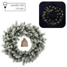 Božični venec iz bora 60 cm zasnežen z led *2053