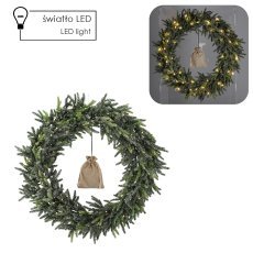 Božični venec 50 cm zasnežen z led *2060