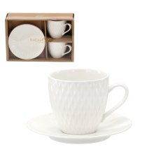 Komplet 2 skodelic vtisnjenih s krožničkom 250 ml *4139