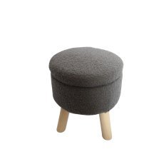 Okrogla tabureja na lesenih nogah 30 x 28 cm siva *8585