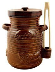Chomik - Keramična posoda 3,5l za kumare s kleščami medena *3170