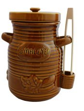 Chomik - Keramična posoda 3,5l za kumare s kleščami medena *3170