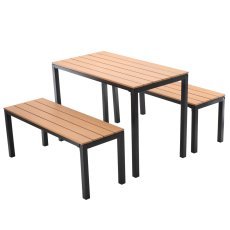 KOMPLET VRTNEGA POHIŠTVA MIZA 110 x 58,5 x 75,5 CM + 2 KLOPI 110 x 39 x 45 CM RJAVA *0858