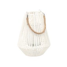 Lanterna h-30 cm bela s steklenim vložkom *6642